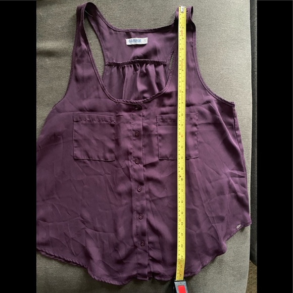 Garage - Plum Sheer Button Down Blouse - Picture 9 of 12